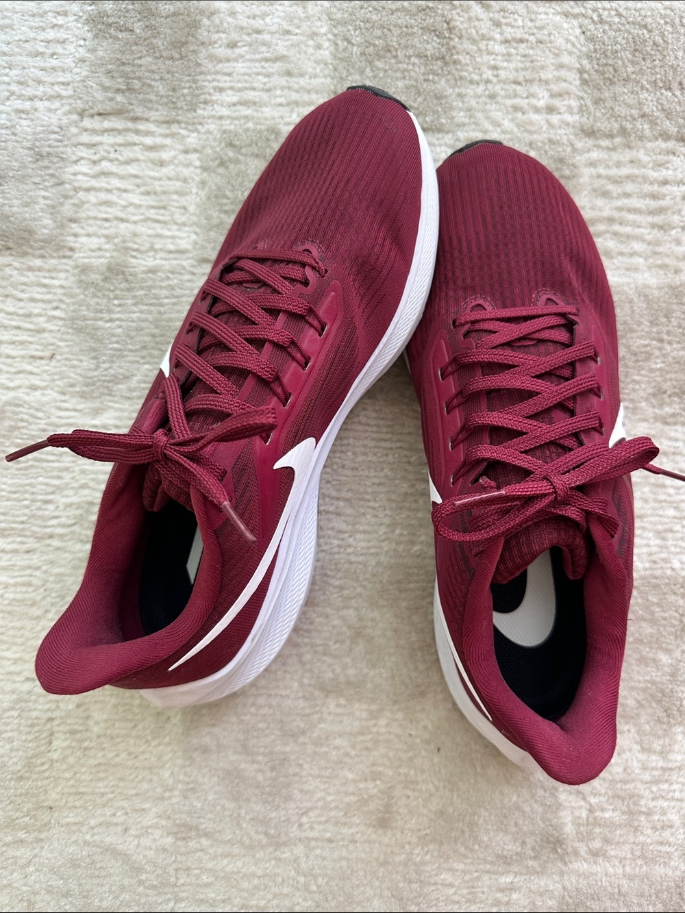 Nike Maroon Athletic Running Shoes with White Swoosh